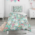 thumbnail image 1 of Bichon Dog Blue Florals Duvet Cover and Pillowcase Set for Single Bedding, Bedroom Accessories for Kids Teens, 1 of 5