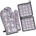 thumbnail image 1 of Bichon Dog Purple Florals Kitchen Oven Mitt and Pot Holder Sets 4 Pcs for Baking, Cooking and Grilling, Heat Resistant Up To 392 °F, 1 of 7