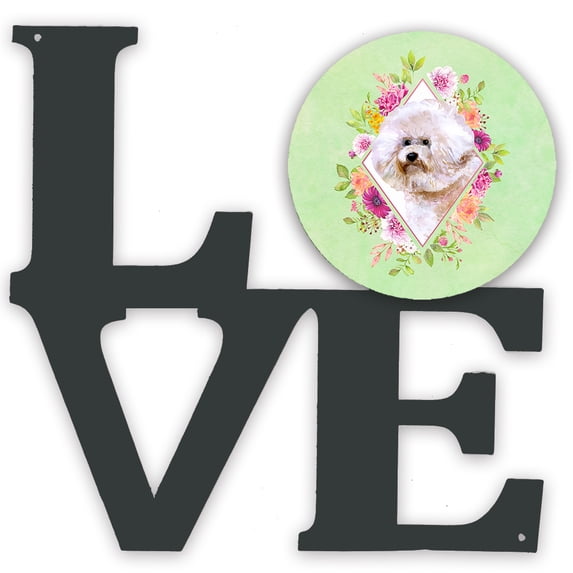 Bichon Frisé #1 Green Flowers Metal Wall Artwork LOVE