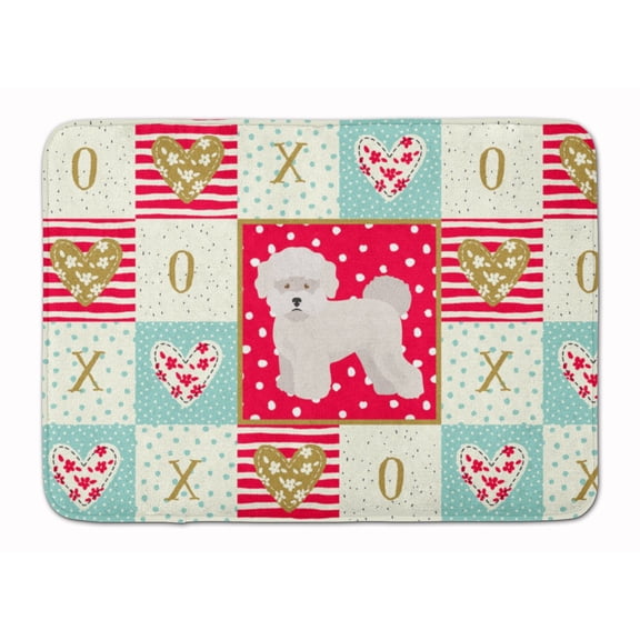 Bichon Fris? 2 Love Machine Washable Memory Foam Mat Red