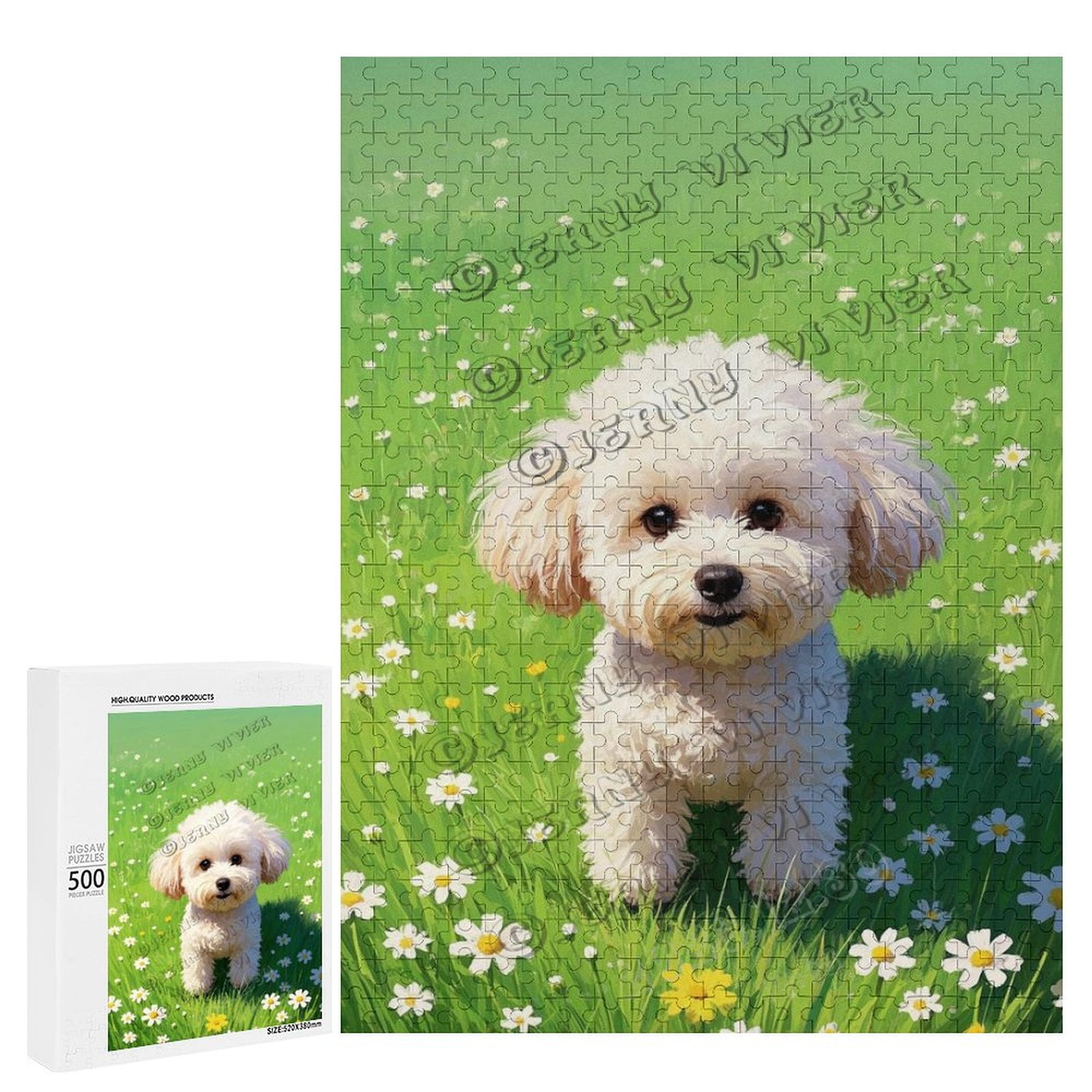 Photo inspiration: Visual Reference: Bichon Frise 500 Piece Wooden Jigsaw Puzzle For Adults