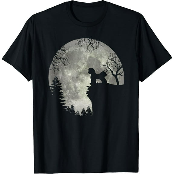 Bichon Frise And Moon Halloween T-Shirt men and women can wear, black, white, gifts
