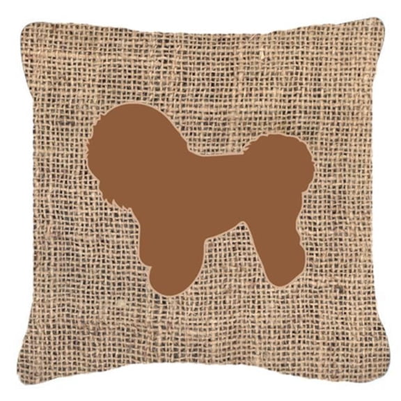 Bichon Frise Burlap & Brown Decorative Fabric Pillow - 14 x 3 x 14 in.