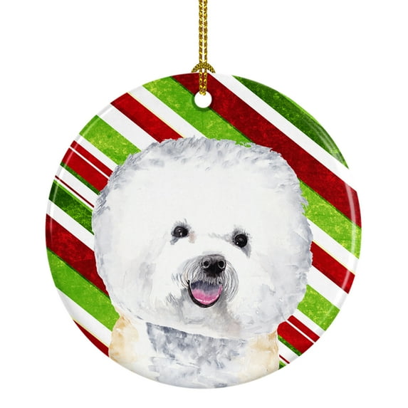 Carolines Treasures SC9322-CO1 Bichon Frise Candy Cane Holiday Christmas Ceramic Ornament, Multicolor