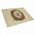 thumbnail image 1 of Bichon Frise Christmas Flowers Glass Cutting Board 12 in x 15 in, 1 of 5