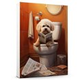 thumbnail image 1 of Bichon Frise Dog Canvas Wall Art for Bedroom Living Room Home Decor,Funny Dog Canvas Sitting on The Toilet Animal Pattern Office Artworks, modern wall decor, Ready to Hang, 1 of 6