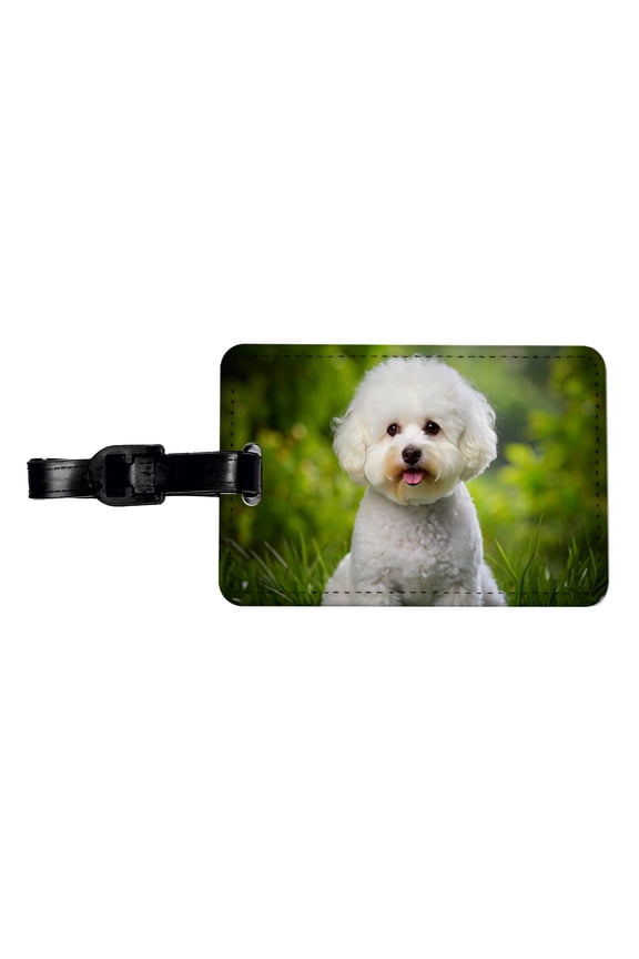 Bichon Frise Dog Photo Faux Leather Travel Luggage Tag