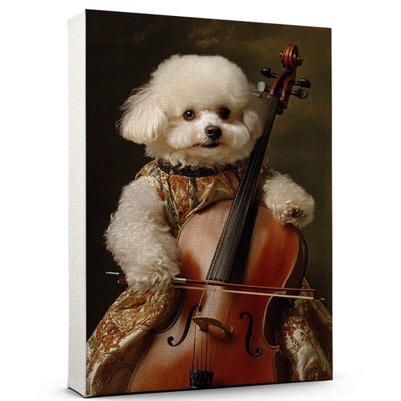 Bichon Frise Dog Stretched Canvas Size 8x12 Cello Canvas – Funny Bichon Frise Dog Team Player Wall Art, Ideal Gift Cello , Dog Owner