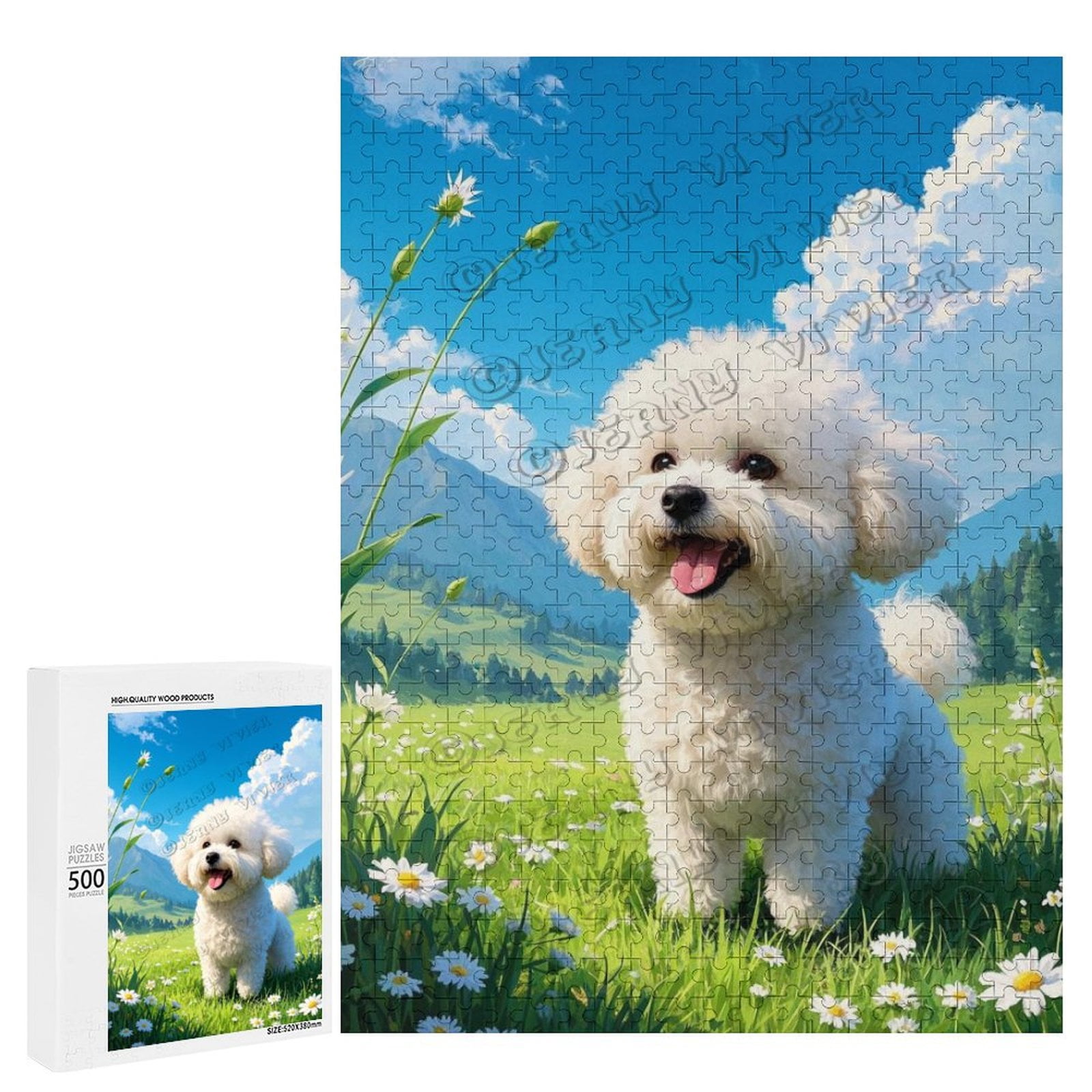 Puzzle 1000 Pezzi Bichon Frise - 38x26 Cm, Per Adulti E Bambini, Per Decorazione E Antistress, Regalo Ideale