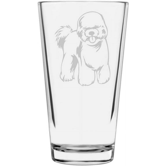 Bichon Frise Dog Themed Etched All Purpose 16oz Libbey Pint Glass
