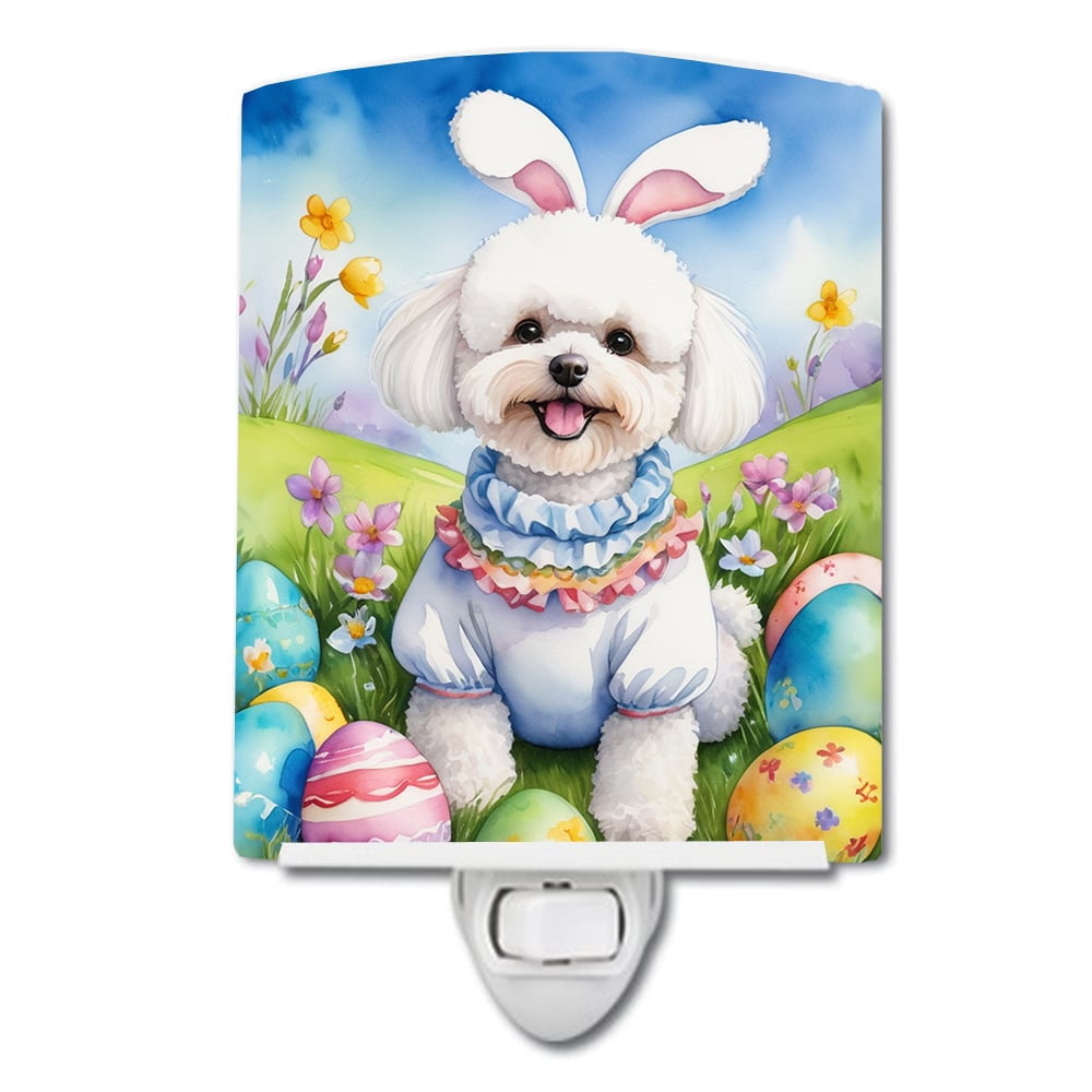 Bichon Frise Easter Egg Hunt Ceramic Night Light 4 in x 6 in