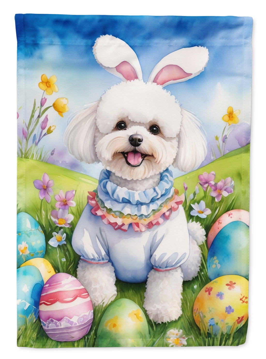 Bichon Frise Easter Egg Hunt Garden Flag 11.25 in x 15.5 in