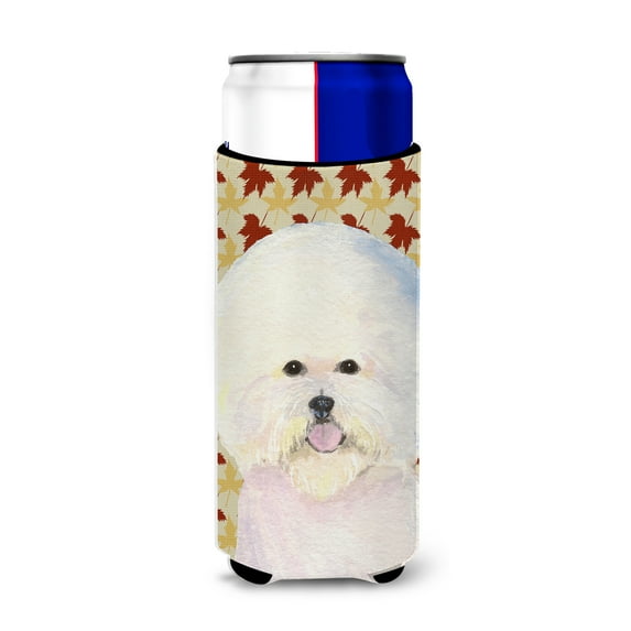 Bichon Frise Fall Leaves Portrait Ultra Hugger for slim cans