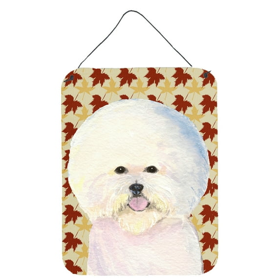 Bichon Frise Fall Leaves Portrait Wall or Door Hanging Prints