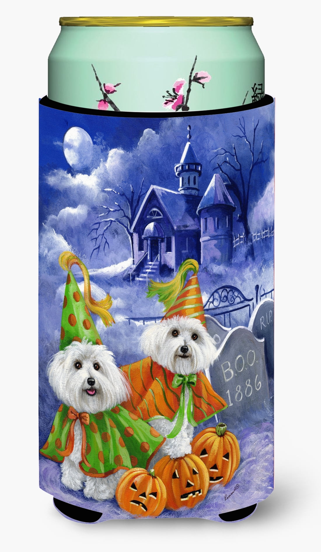 Bichon Frise Halloween Haunted House Tall Boy Hugger