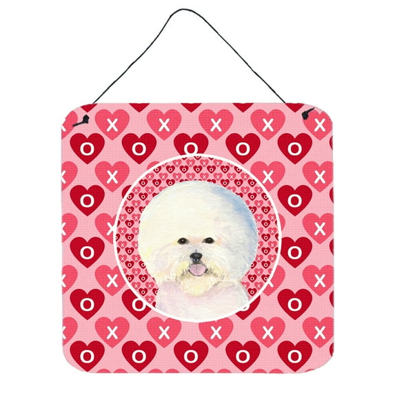 Bichon Frise Hearts Love and Valentines Day Portrait Wall or Door Hanging Prints