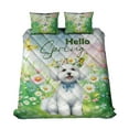 thumbnail image 1 of Bichon Frise Hello Spring Time Flower Floral Nature Quilt Bedding Set Bichons Dog Lovers Gifts Idea 1 Blanket Bed Cover 2 Pillowcases - 02031, 1 of 5