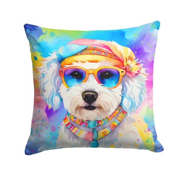 Bichon Frise Hippie Dawg Throw Pillow