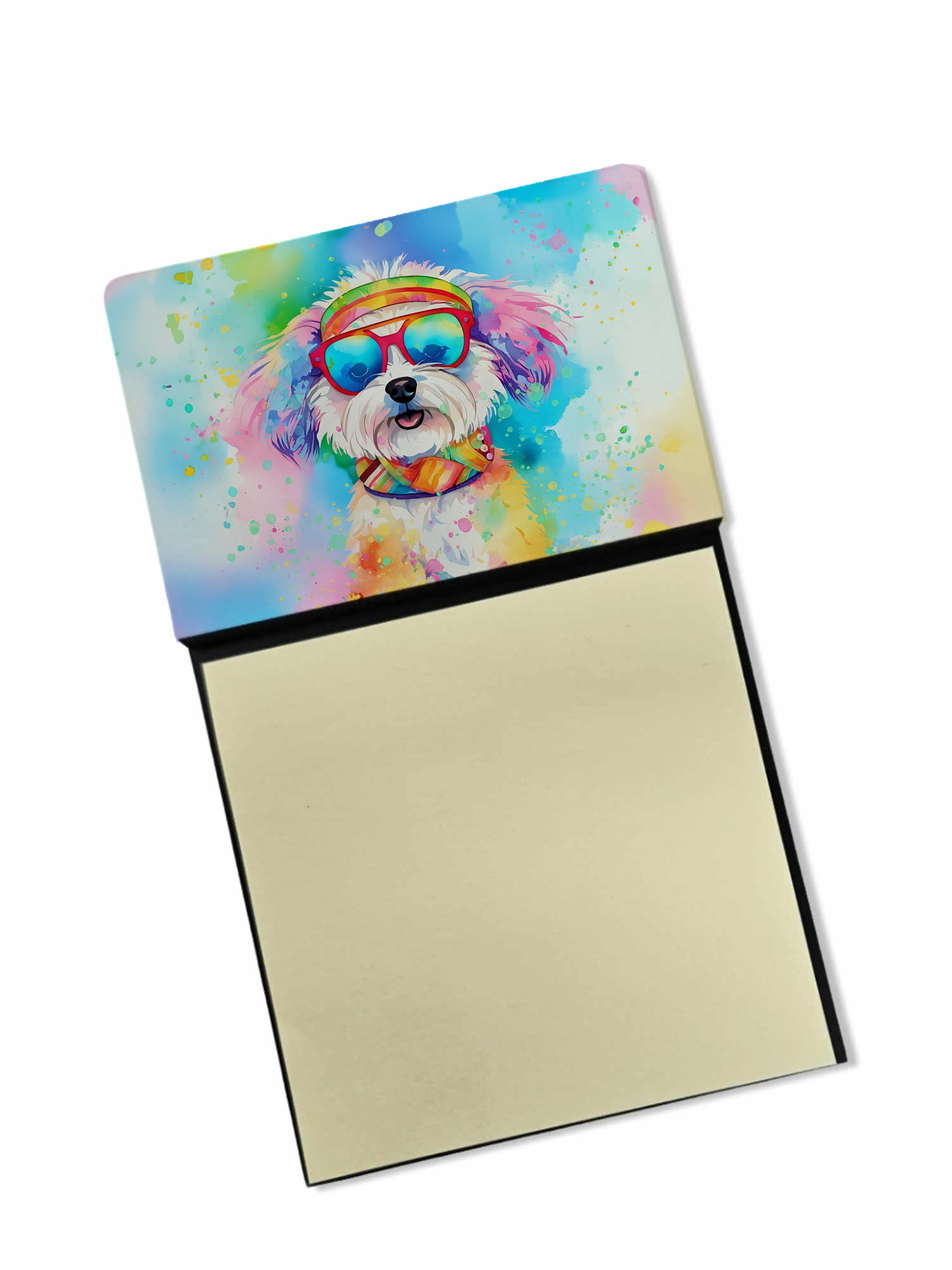 Bichon Frise Hippie Dawg Sticky Note Holder 3.25 in x 5.25 in