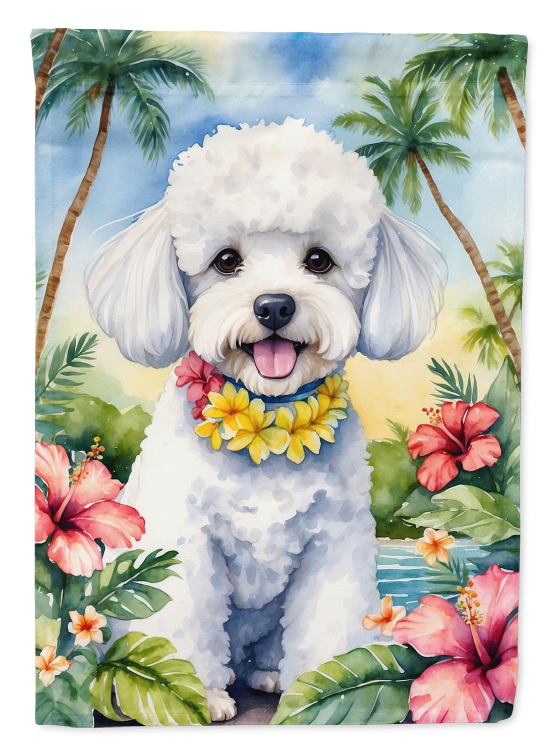 Bichon Frise Luau Garden Flag 11.25 in x 15.5 in