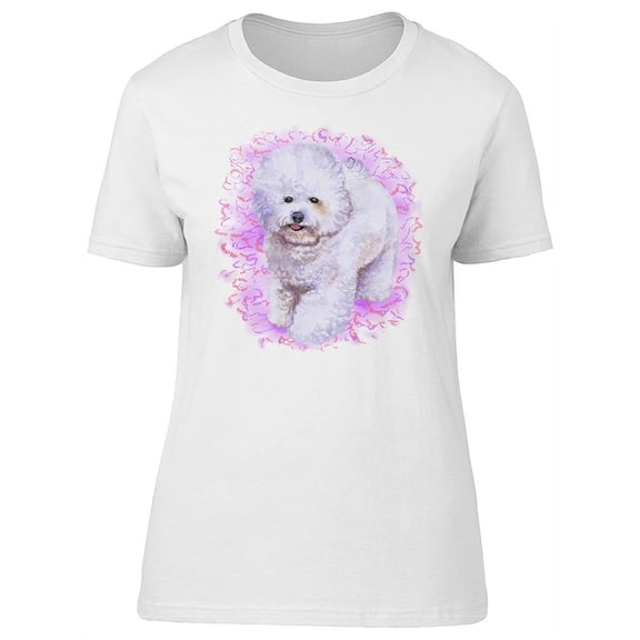 Bichon Frise On A Pink Spot T-Shirt Women -Image by Shutterstock, Female XX-Large