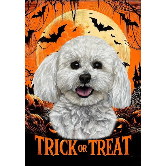 Bichon Frise Show Cut - Best of Breed Halloween House Flag