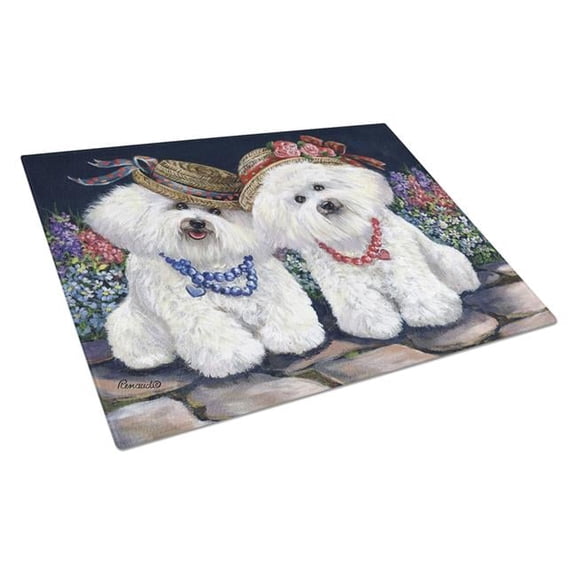 Bichon Frise Sisters Glass Cutting Board - Large