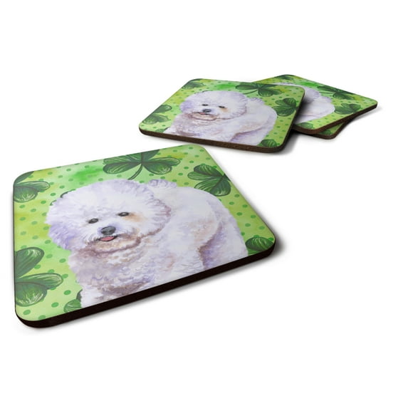 Bichon Frise St Patricks Foam Coaster Set of 4 Green
