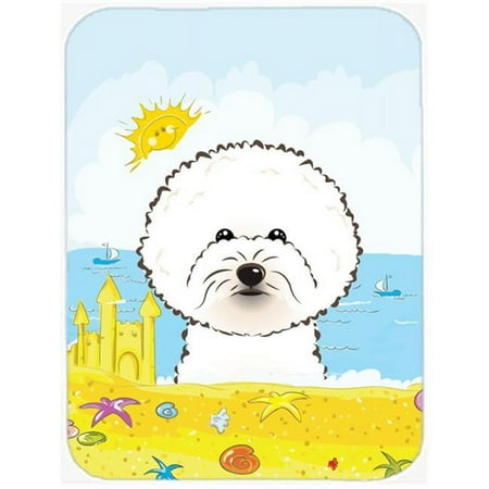 Bichon Frise Summer Beach Glass Cutting Board Large
