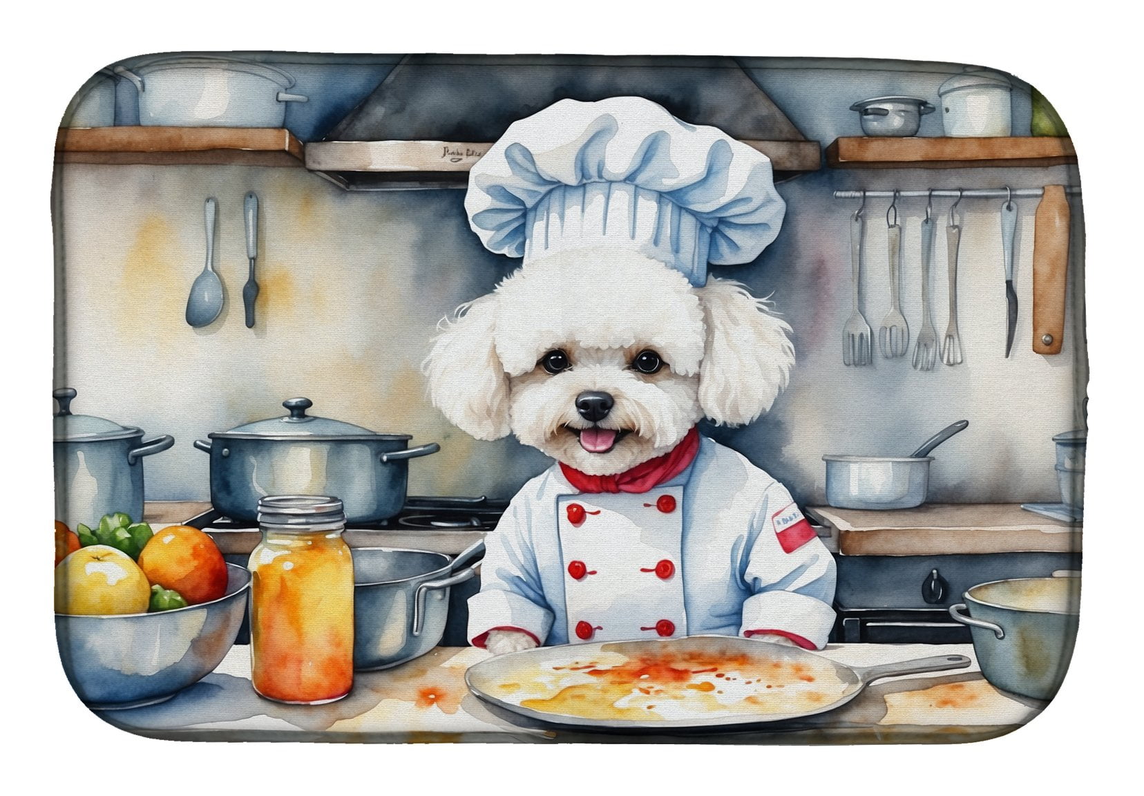Bichon Frise The Chef Dish Drying Mat