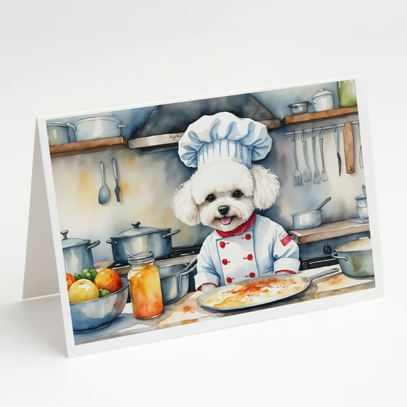 Bichon Frise The Chef Greeting Cards Pack of 8 7 in x 5 in