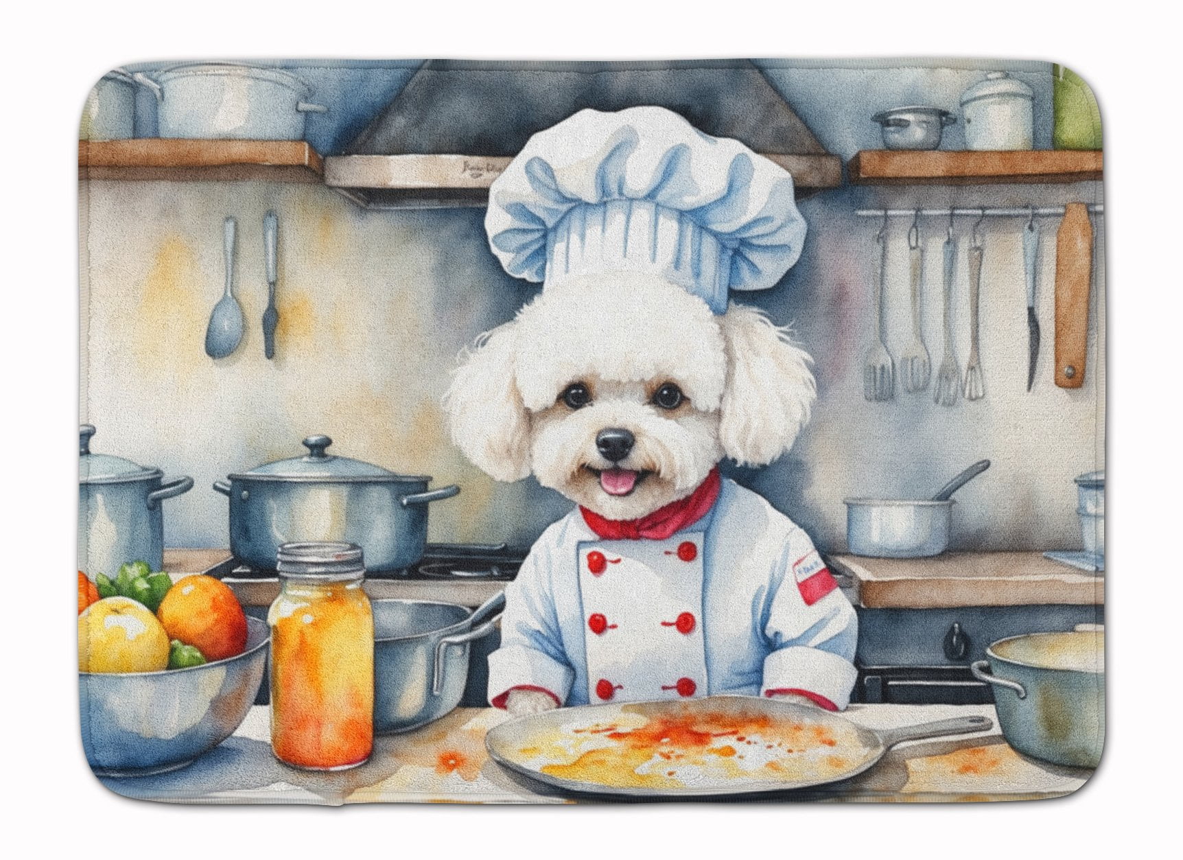 Bichon Frise The Chef Memory Foam Kitchen Mat 27 in x 19 in