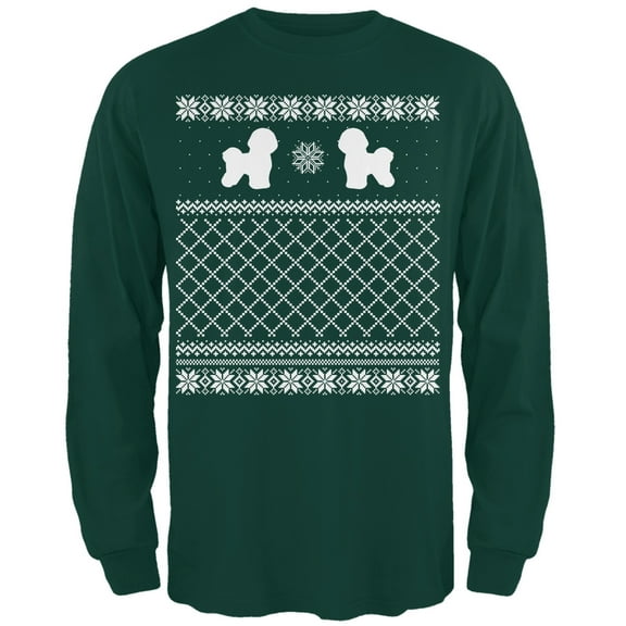 Bichon Frise Ugly Christmas Sweater Forest Adult Long Sleeve T-Shirt