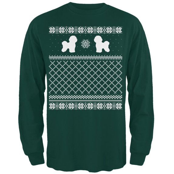 Bichon Frise Ugly Christmas Sweater Forest Adult Long Sleeve T-Shirt