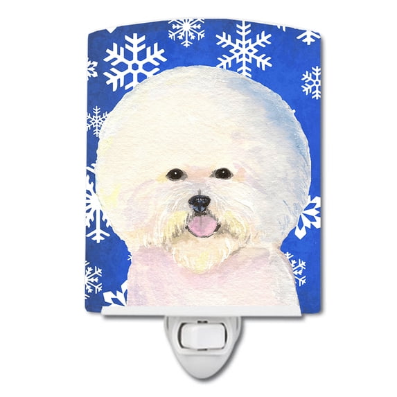 Bichon Frise Winter Snowflakes Holiday Ceramic Night Light