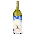 thumbnail image 1 of Bichon Frise Winter Snowflakes Holiday Wine Bottle Hugger, 1 of 1