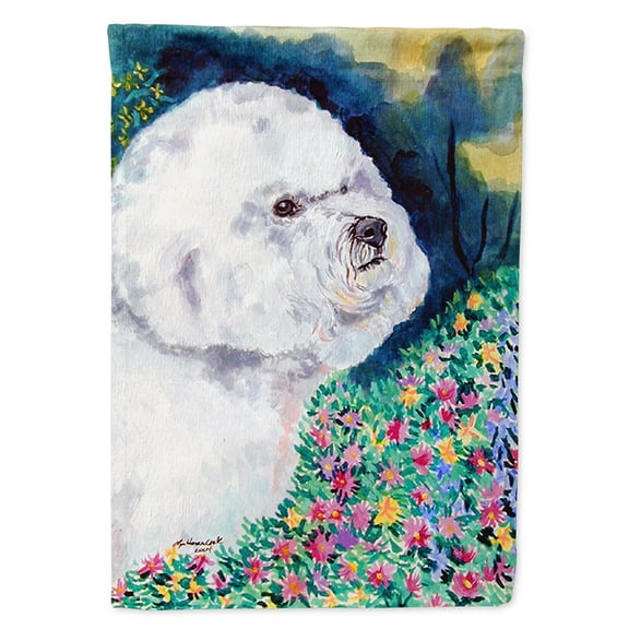 Bichon Frise in the flowers Garden Flag