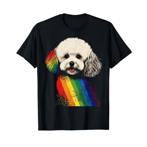Bichon Gay Pride Dog LGBT Rainbow Flag on Bichon Frise LGBTQ T-Shirt