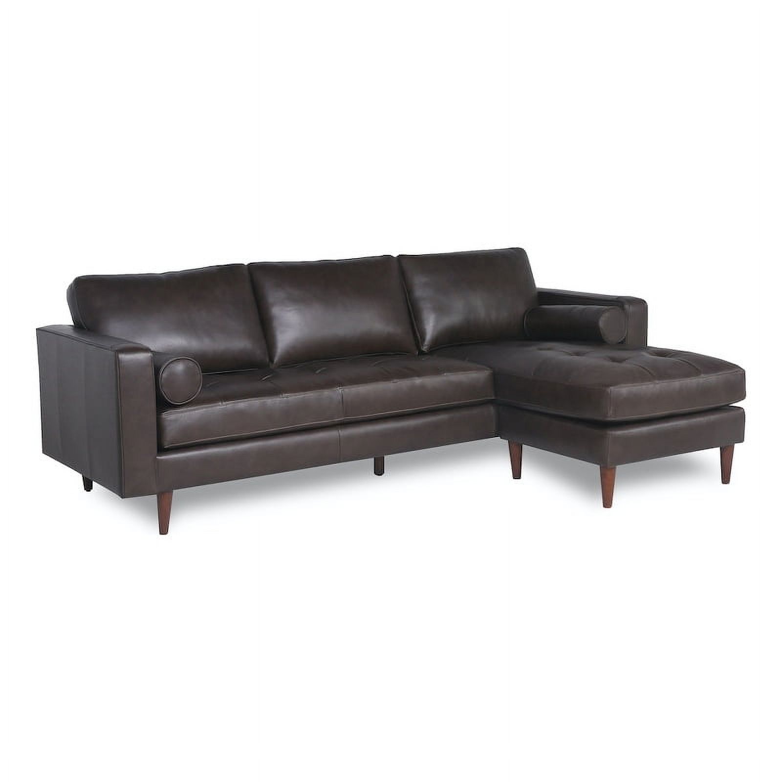Bickford Leather Reversible Sofa Chaise Sectional in Brown