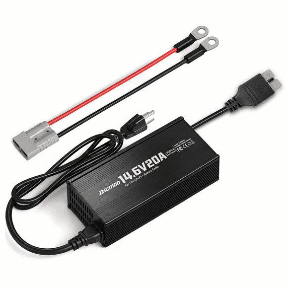 Bicmdo 12V 20A LiFePO4 Battery Charger, 14.6V Lithium Battery Charger with Anderson Connector, LED Indicator, 0V Activation for RV, Marine, Solar, Boat and Deep Cycle Batteries