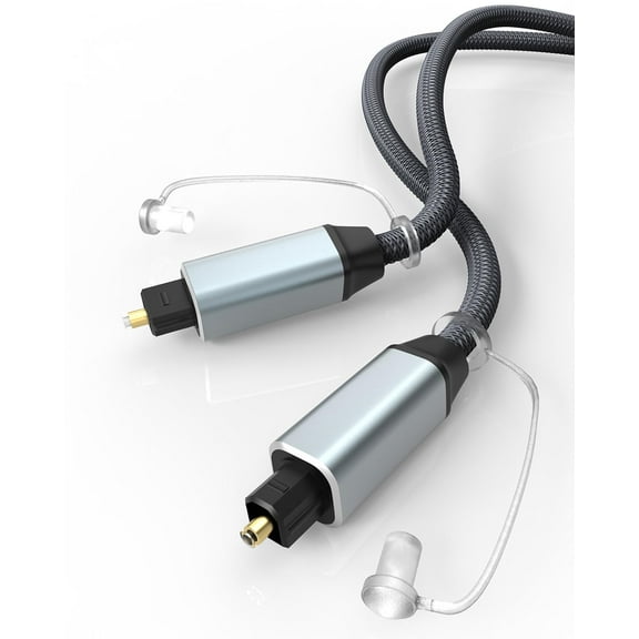 Bicmice Optical Audio Cable Nylon-Braided Toslink Optical Cable for Soundbar Stereo Systems Home Cinema Xbox/PS3/PS4/PS5 DVD Amplifier Speaker Fiber Optic Cables with 24K Gold-plated-5Ft/1.5M