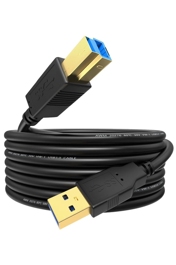 USB 3.0 Cable USB B to A Male High Speed 5Gbps Upstream Cable for External Hard Drive,USB-Hub,Docking Station,SATA Enclosure,Scanner,Monitor Type A to B 3.0 Cord-10Ft