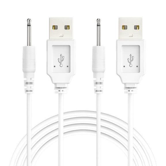 BICMICE USB DC Charging Cable 2.5mm Charger Cord 2.7Ft Replacement for Massager, 2 Pack, White