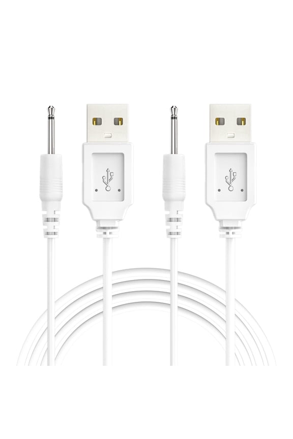 USB DC Charging Cable 2.5mm Charger Cord 2.7Ft Replacement for Massager, 2 Pack, White