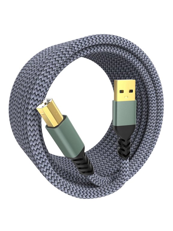 USB A to USB B 2.0 Printer Cable,480Mbps High Speed Printer Cable to USB Compatible with HP Canon Epson Dell Brother Lexmark,Type B Cable for Scanner,Hard Drive,Midi Keyboard, Piano(10ft)