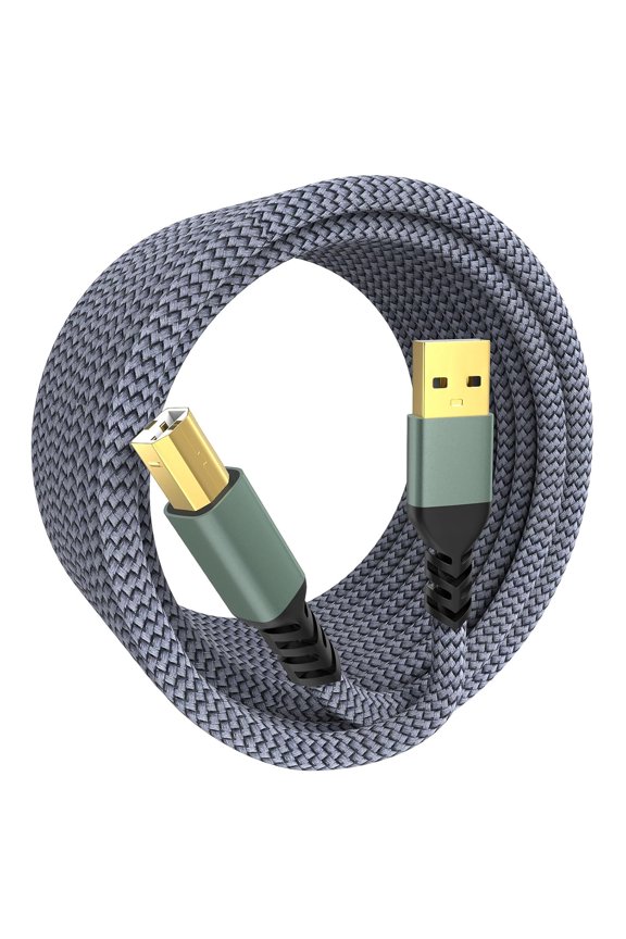 USB A to USB B 2.0 Printer Cable,480Mbps High Speed Printer Cable to USB Compatible with HP Canon Epson Dell Brother Lexmark,Type B Cable for Scanner,Hard Drive,Midi Keyboard, Piano(10ft)