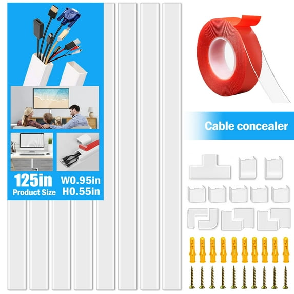 Bicmte Cord Hider - 8pcs 15.75 x 0.95 x 0.55in Cord Cover Wall Cable Management, Paintable Cable Concealer Raceway, Wire Cover Hiders for Cords, Cable Hiders for TV on Wall