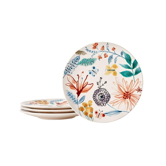Bico Blossom Symphony Ceramic 11 inch Dinner Plates, Set of 4, for Pasta, Salad, Maincourse, Microwave & Dishwasher Safe
