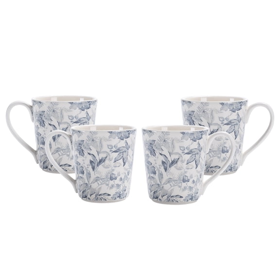 Bico Caprice Leaf Ceramic Mugs, Set of 4, for Coffee, Tea, Drinks, Microwave & Dishwasher Safe