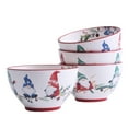 thumbnail image 1 of Bico Christmas Gnomes 29oz Ceramic Cereal Bowls, Set of 4, for Pasta, Salad, Cereal, Soup & Microwave & Dishwasher Safe, 1 of 3